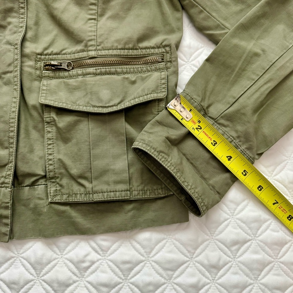 GAP Utility Full Zipper Cotton Jacket Army Olive Green with Pockets Size S - Picture 6 of 16